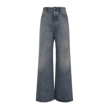 Washed Denim Wide Leg Jeans