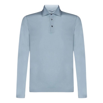 Clear Blue Polo with Three-Button Closure