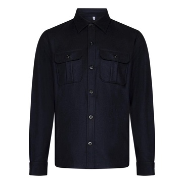 Blue Wool Blend Overshirt AW24