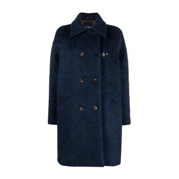 Navy Blue Double-Breasted Wool Coat