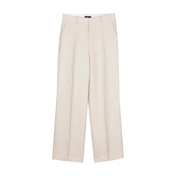 Linen Basket Weave Straight Leg Pants