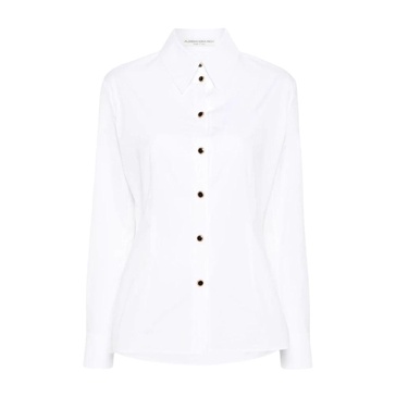 White Long Sleeve Shirt Poplin Collar