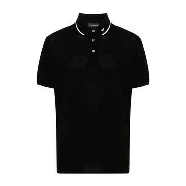 Black Polo Shirt Striped Edge Logo