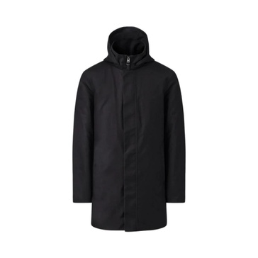 Navy Blue Roland Mid-Length Parka with Removable Hood