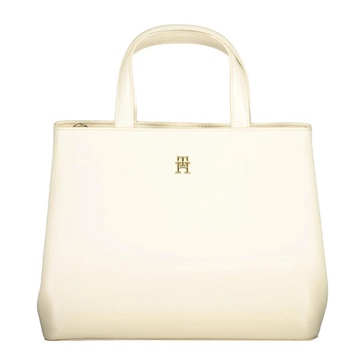 Beige Women's Bag with Adjustable Strap and Logo