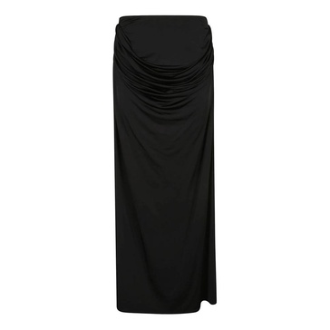 Black Maxi Skirt with Pleat Detailing