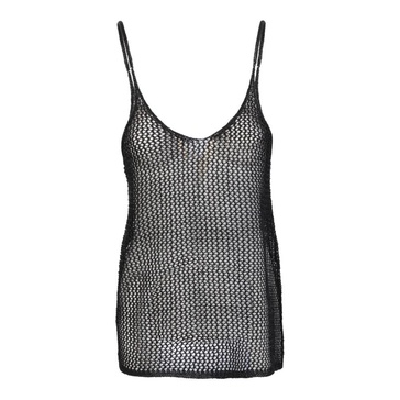 Black Tank Top with Metallic Threading