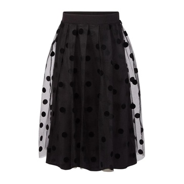 Polka-Dot Tulle Pleated Skirt