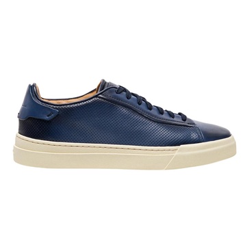 Blue Handcrafted Perforated Leather Sneaker