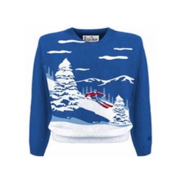 Cashmere Jacquard Sweater Skier Postcard