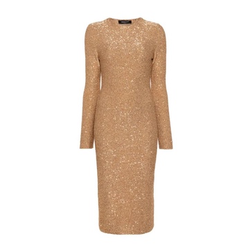 Sequin Knitted Crew Neck Dress