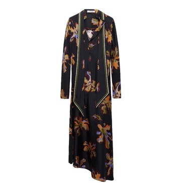 Floral Dancing Dress with Draped Scarf