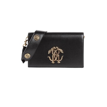 Embellished Strap Shoulder Bag with Mirror Snake Motif