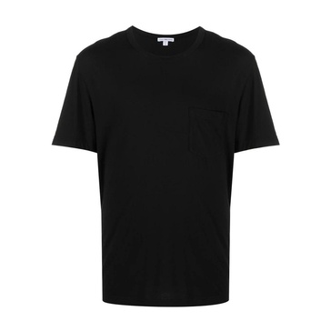 Classic Black Cotton T-shirt with Chest Pocket