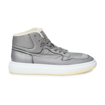 Grey High-Top Fur Sneakers