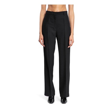 Black Tailored Trousers High-Waisted Straight Leg