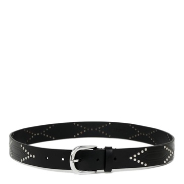 Black Embellished Leather Belt