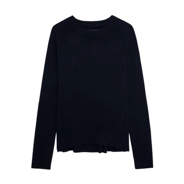 Navy Blue Cashmere Jersey with Sequin Patches