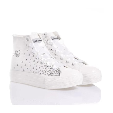 Customized White Sneakers with Swarovski Crystals