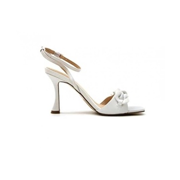 White Leather Ankle Strap Sandal