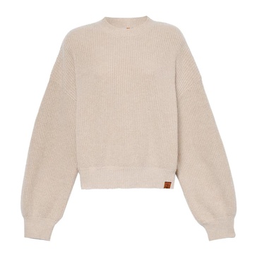 Beige Wool Blend Crew Neck Sweater