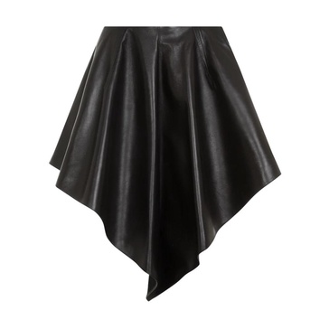 Asymmetric leather miniskirt