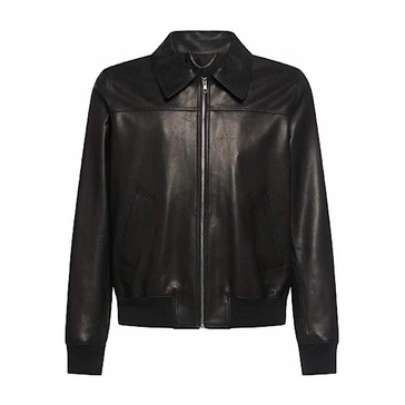 Leather Jacket with Classic Collar