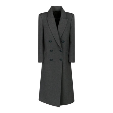 Gray Double-Breasted Coat with Pockets