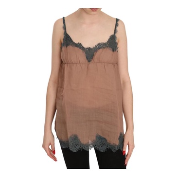 Brown Lace Tank Top with Logo