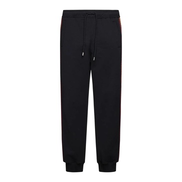 Black Jersey Trousers with Stripe Detailing