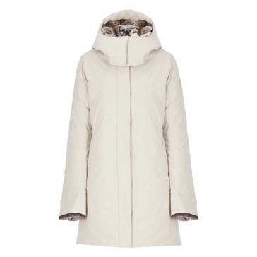 Beige Parka with Faux Fur Hood