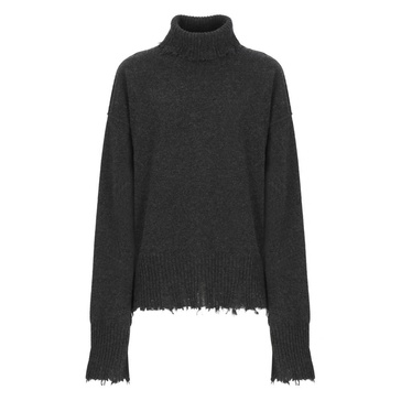 Dark Grey Cashmere High Neck Sweater