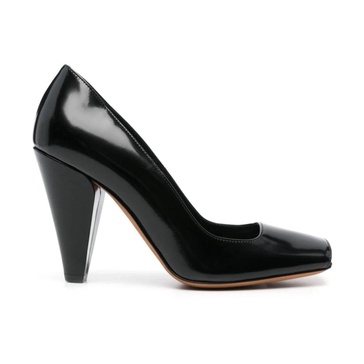 Black Cone Heel Square Toe Pumps