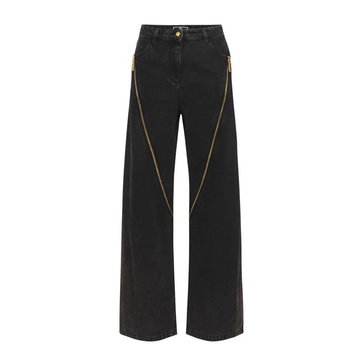 Black Wide Leg Zip Front Jeans