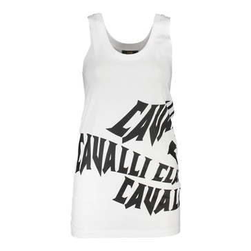 White Cotton Tank Top with Print