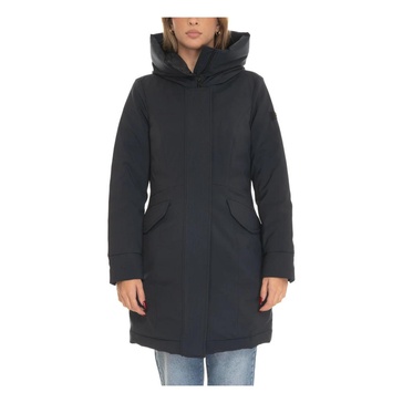 Long Down Jacket with Fixed Hood