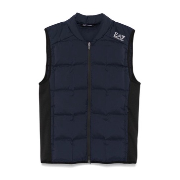 Blue Quilted Padded Sleeveless Jacket