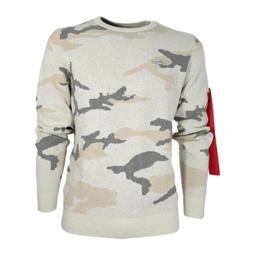 Mens Crew Neck Sweater with Camouflage Pattern