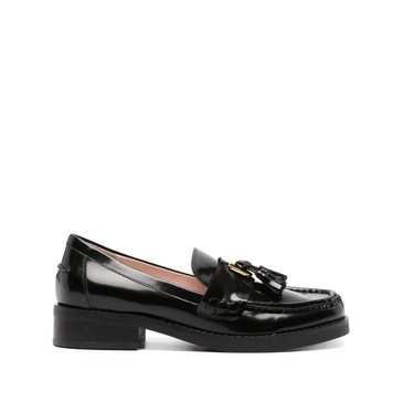 Black Leather Moccasins with Tassel