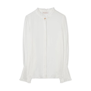 Satin Blouse with Frill and B-Buttons