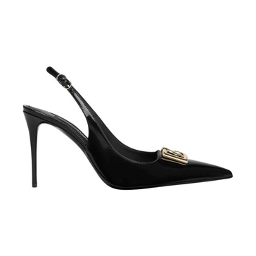 Polished calfskin slingbacks