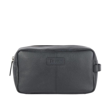 Black High Leather Washbag for Men