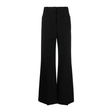 Black Wide Trousers with High-Waisted Fit