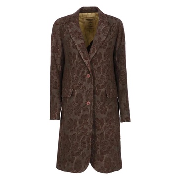 Brown Linen Coat Shawled Neck