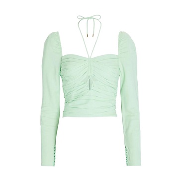 Spearmint Stretch Crêpe Cut Top