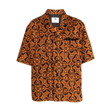 Orange Oriental Towel-Print Shirt