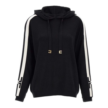 Black Knit Sweatshirt with Hood