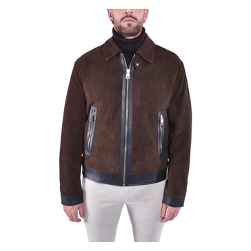 Leather Biker Jacket with Shirt Collar