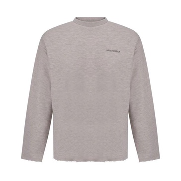 Ribbed Crew Neck Sweatshirt with Raw Cut