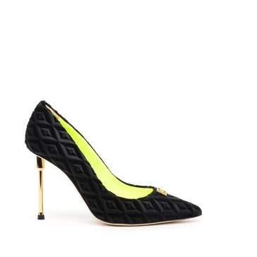 Black Velvet Decolté with 10 cm Heel